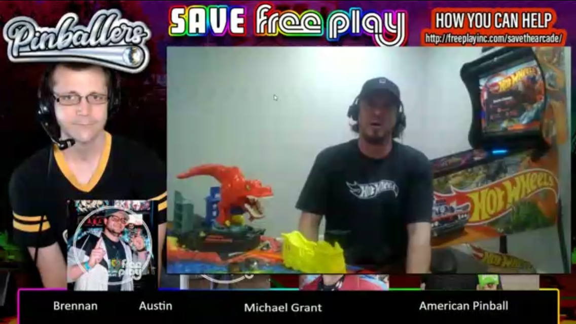 Sales and Marketing manager Michael Grant talks Hot Wheels Pinball with Free Play Arcade in Richardson, TX