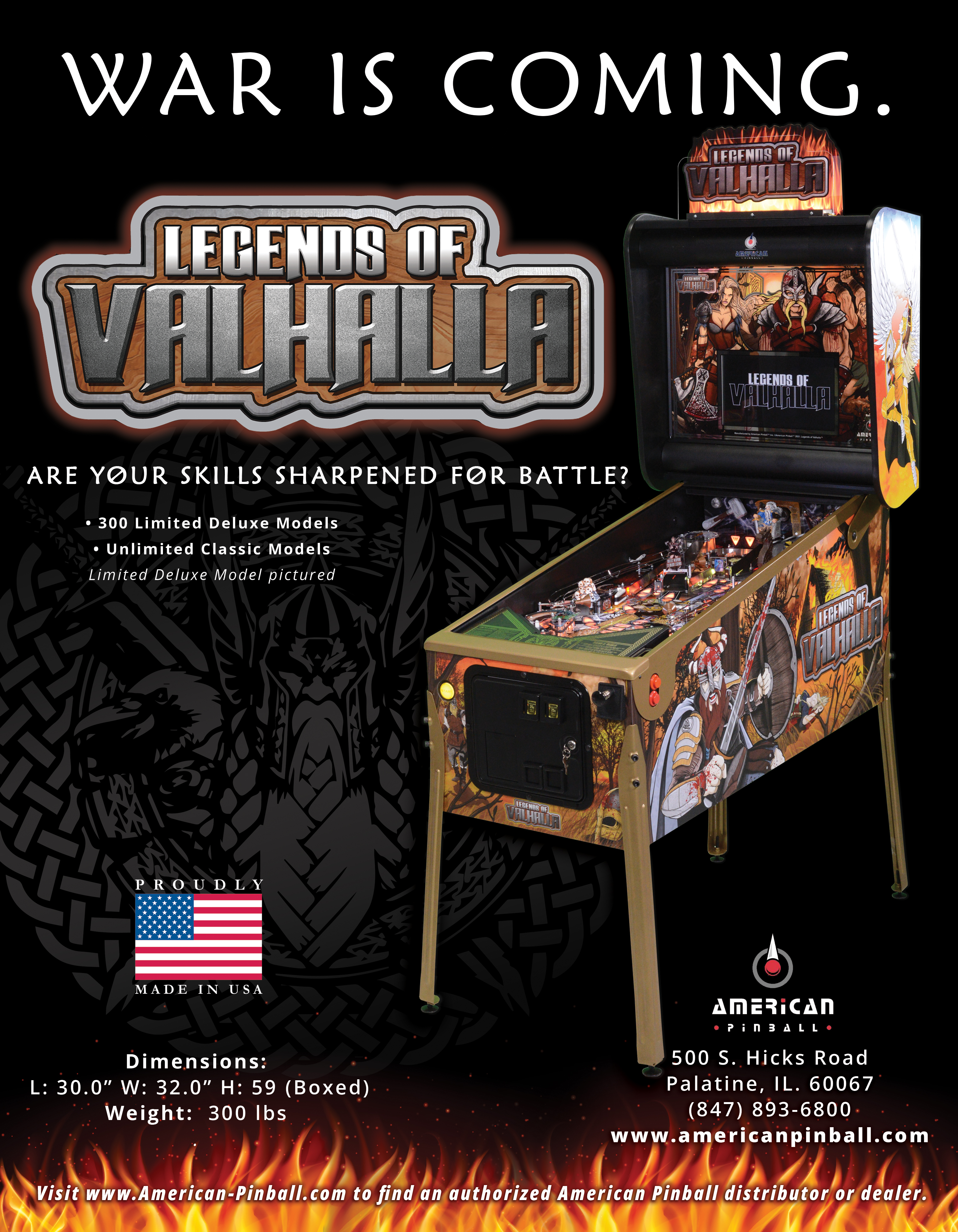 American Pinball Announces &apos;Legends of Valhalla&apos; by Riot Pinball